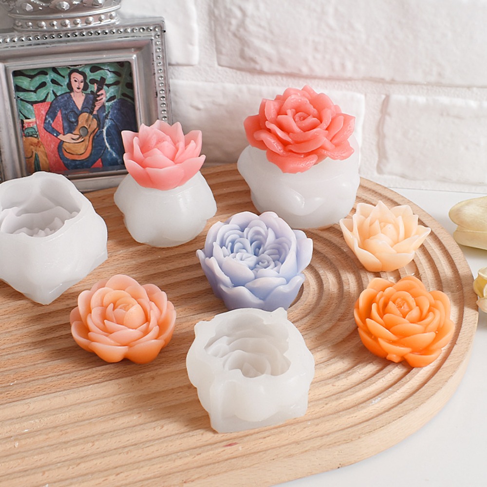 Candle Making Austin - 3D Rose เทียนซิลิโคนแม่พิมพ์บรรเทากลีบ DIY Austin เรซิ่นพลาสเตอร์ทําเครื่องมือ