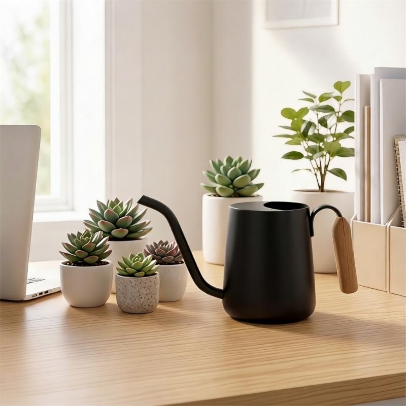 Pour Pot Aluminum - G6KF บัวรดน้ำสวนในร่มพร้อมตัวเครื่องโลหะและที่จับด้านข้าง
