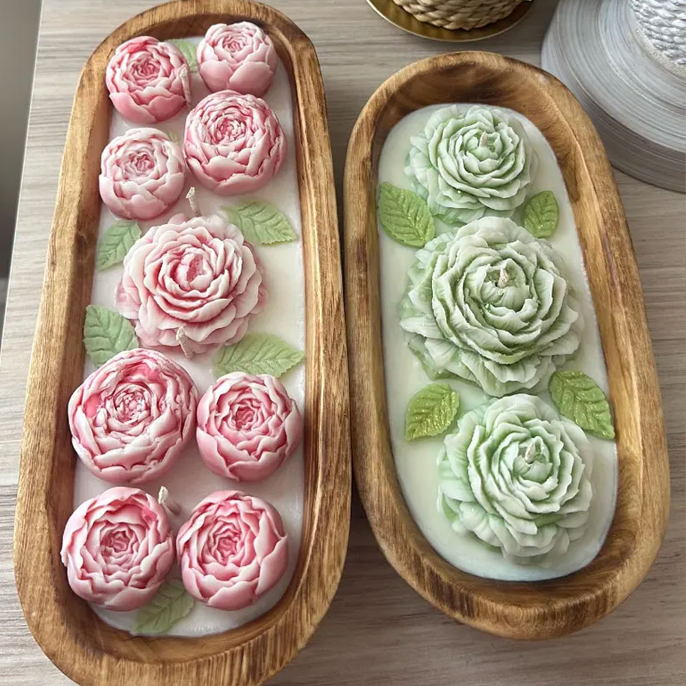 Candle Making Austin - Peony Rose ซิลิโคนเทียนแม่พิมพ์สําหรับทําเทียนชุด Austin เรซิ่นเซรามิคดิน DIY
