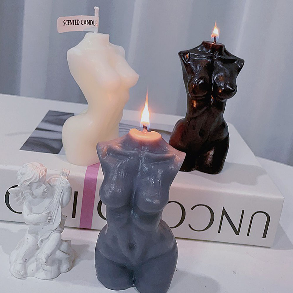 Candle Making Fragrances - เทียนหอมรูปทรงลำตัวผู้หญิงสำหรับตกแต่งบ้าน – เทียนขี้ผึ้งถั่วเหลืองรูปทรงศิลปะ ขนาด 10 ซม.