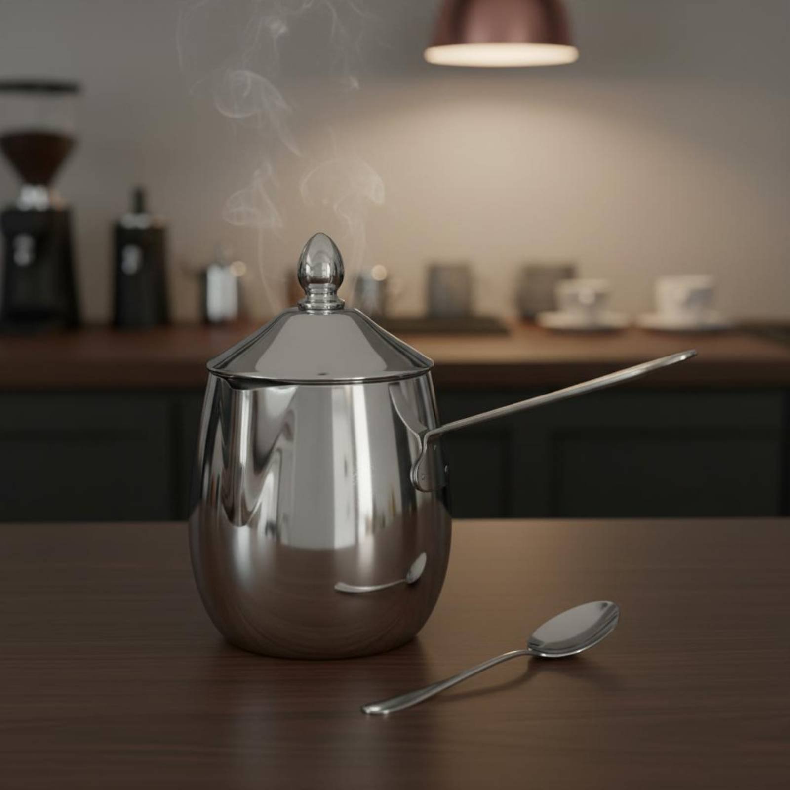 Pour Pot Aluminum - หม้อกาแฟทรงวงรีพร้อมฝาปิด ชุดถ้วยกาแฟสแตนเลส เหยือกเทคาปูชิโน ภาชนะใส่เครื่องดื่มกันสนิม ผิวเงา
